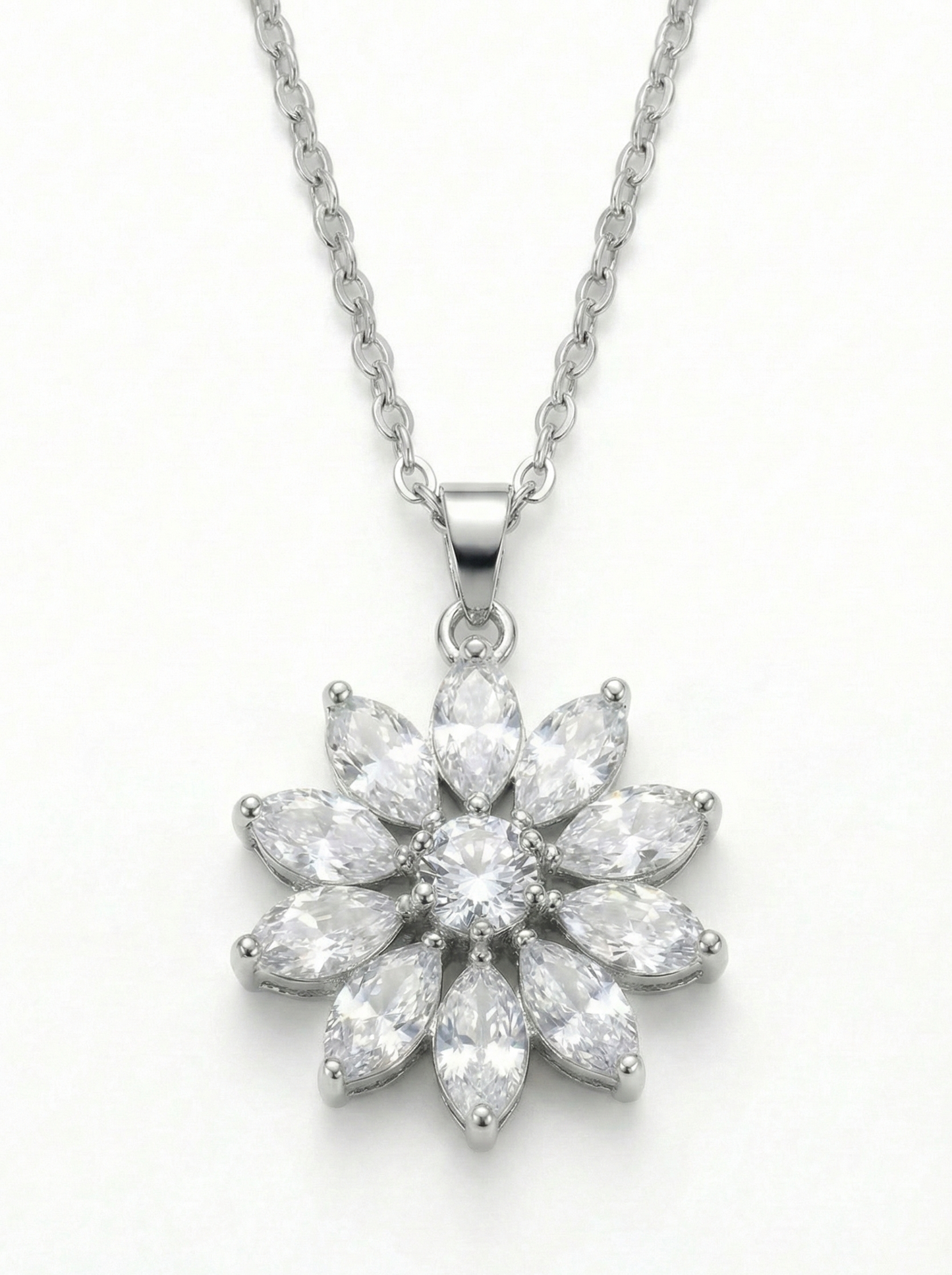 Papatya Model Taşlı Kolye